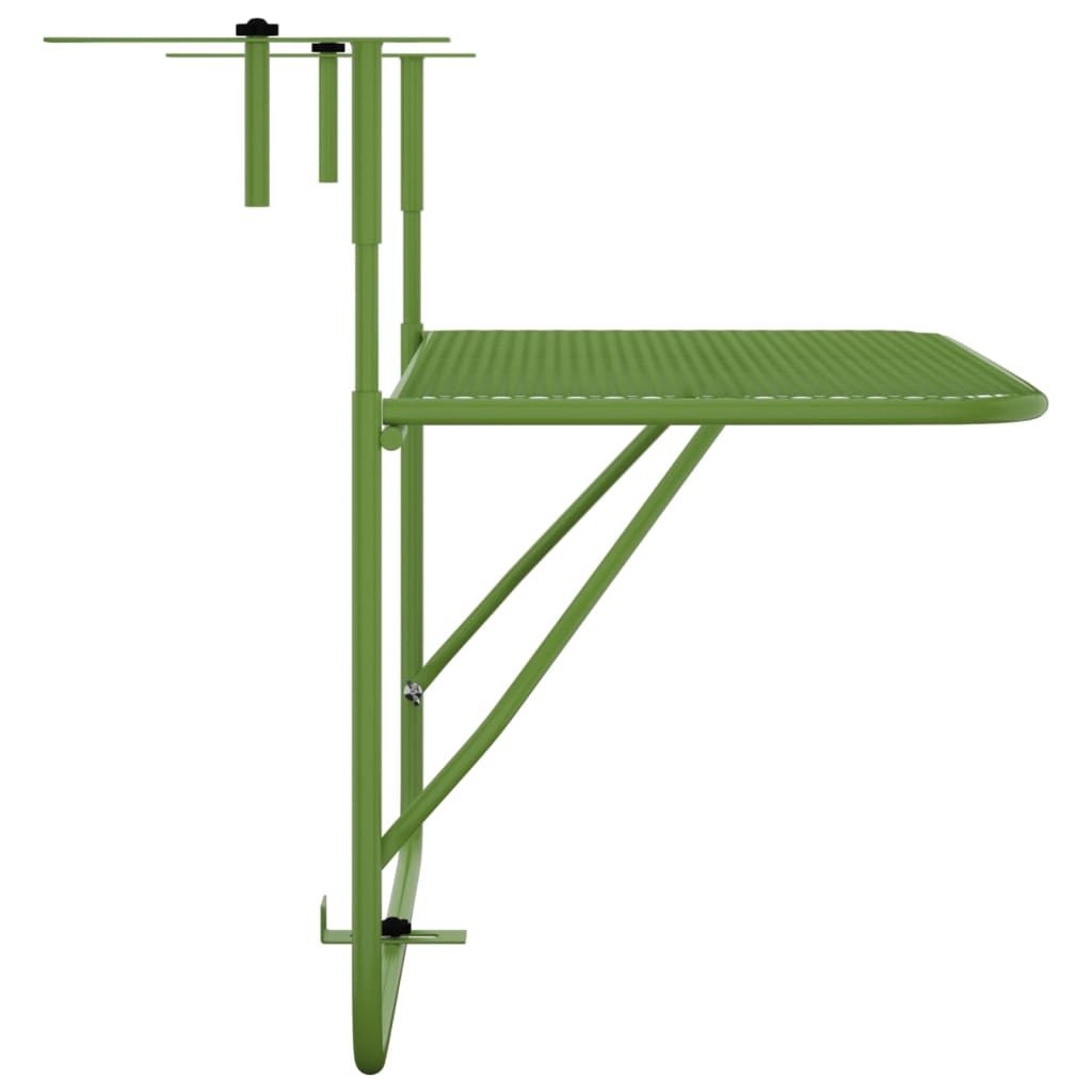 vidaXL Balkónový stôl zelený 60x40 cm oceľ