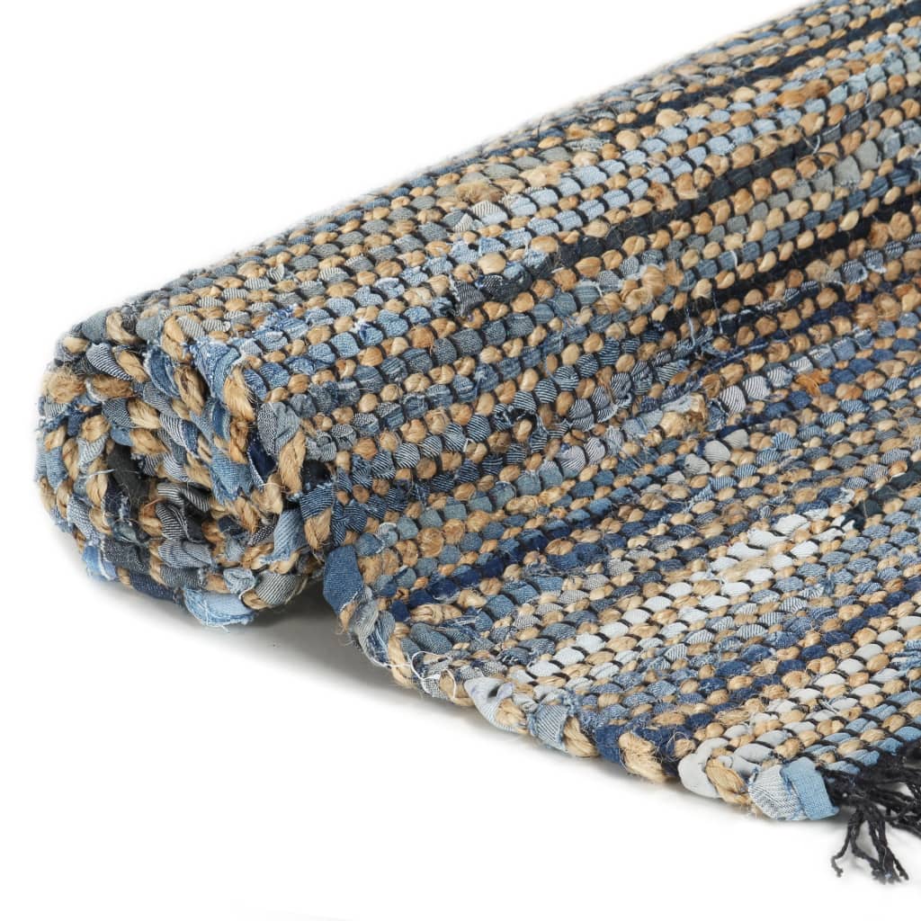 vidaXL Ručne tkaný koberec Chindi, denim a juta 120x170cm, rôzne farby
