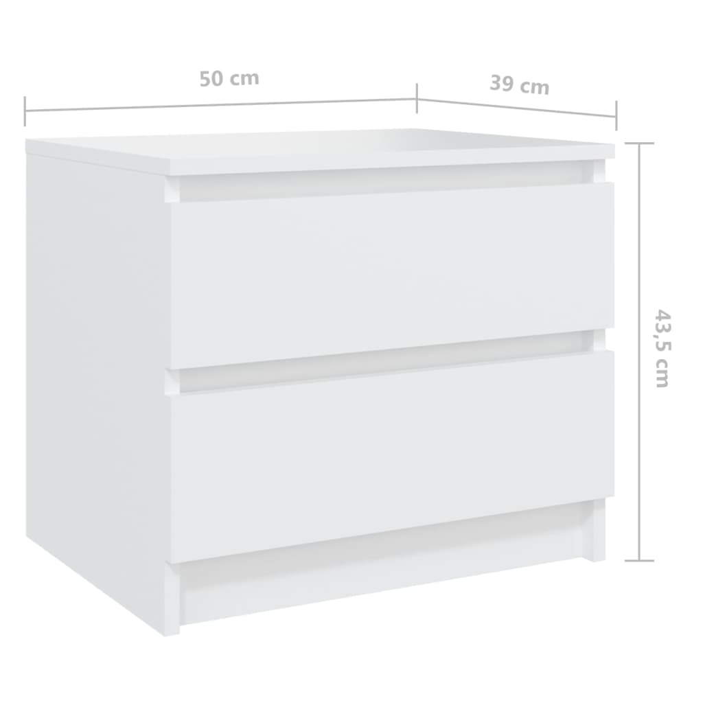 vidaXL Nočný stolík biely 50x39x43,5 cm drevotrieska