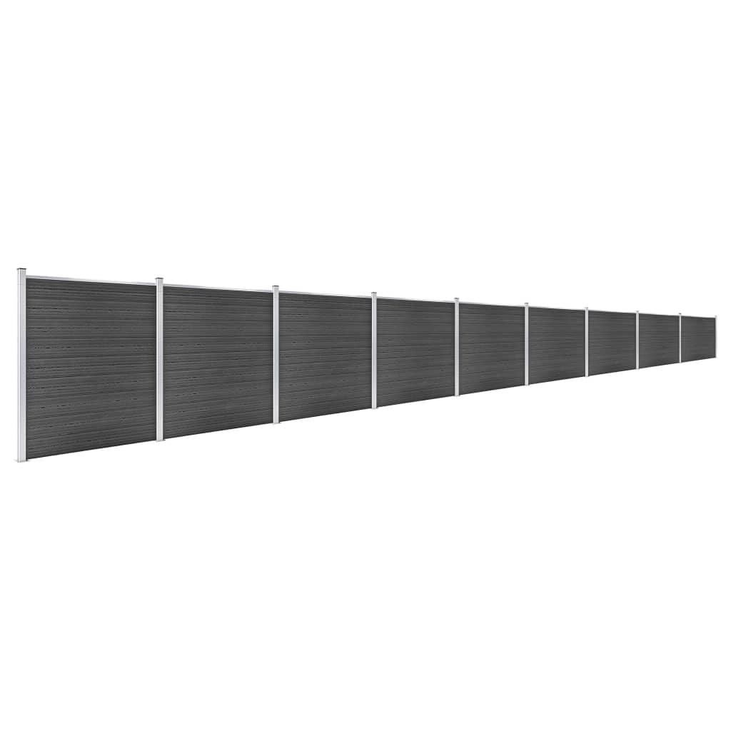 vidaXL Sada plotových panelov WPC 1564x186 cm čierna