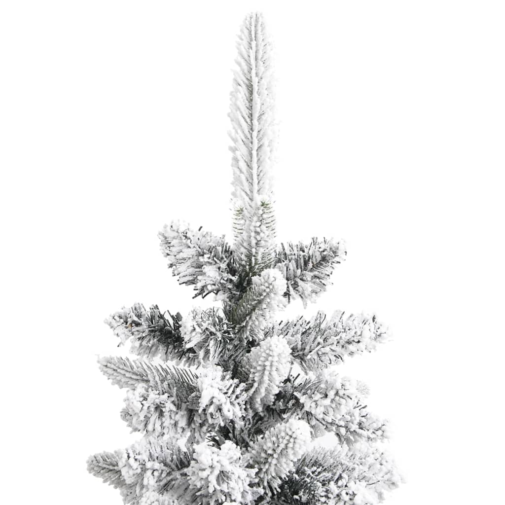 vidaXL Zasnežený umelý úzky vianočný stromček 210 cm PVC a PE