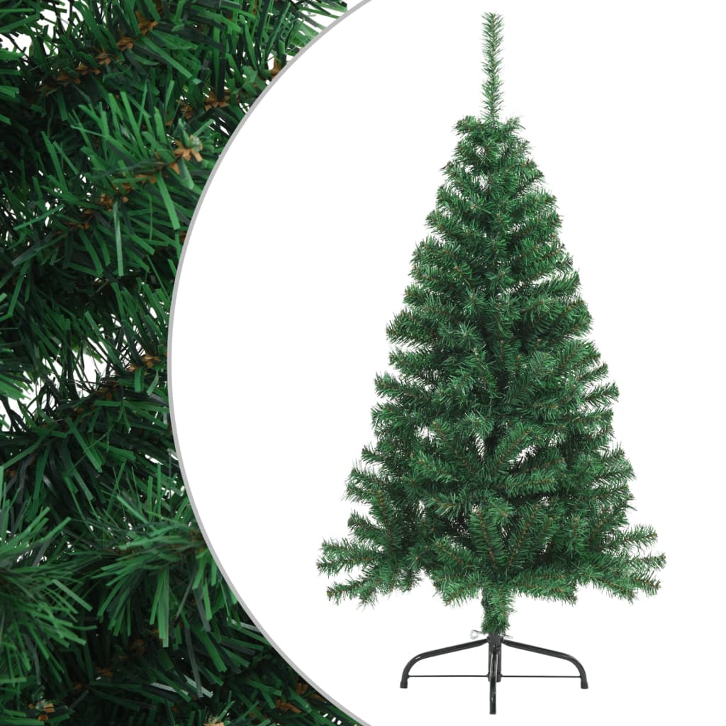 vidaXL Umelý polovičný vianočný stromček+stojan, zelený 120 cm, PVC