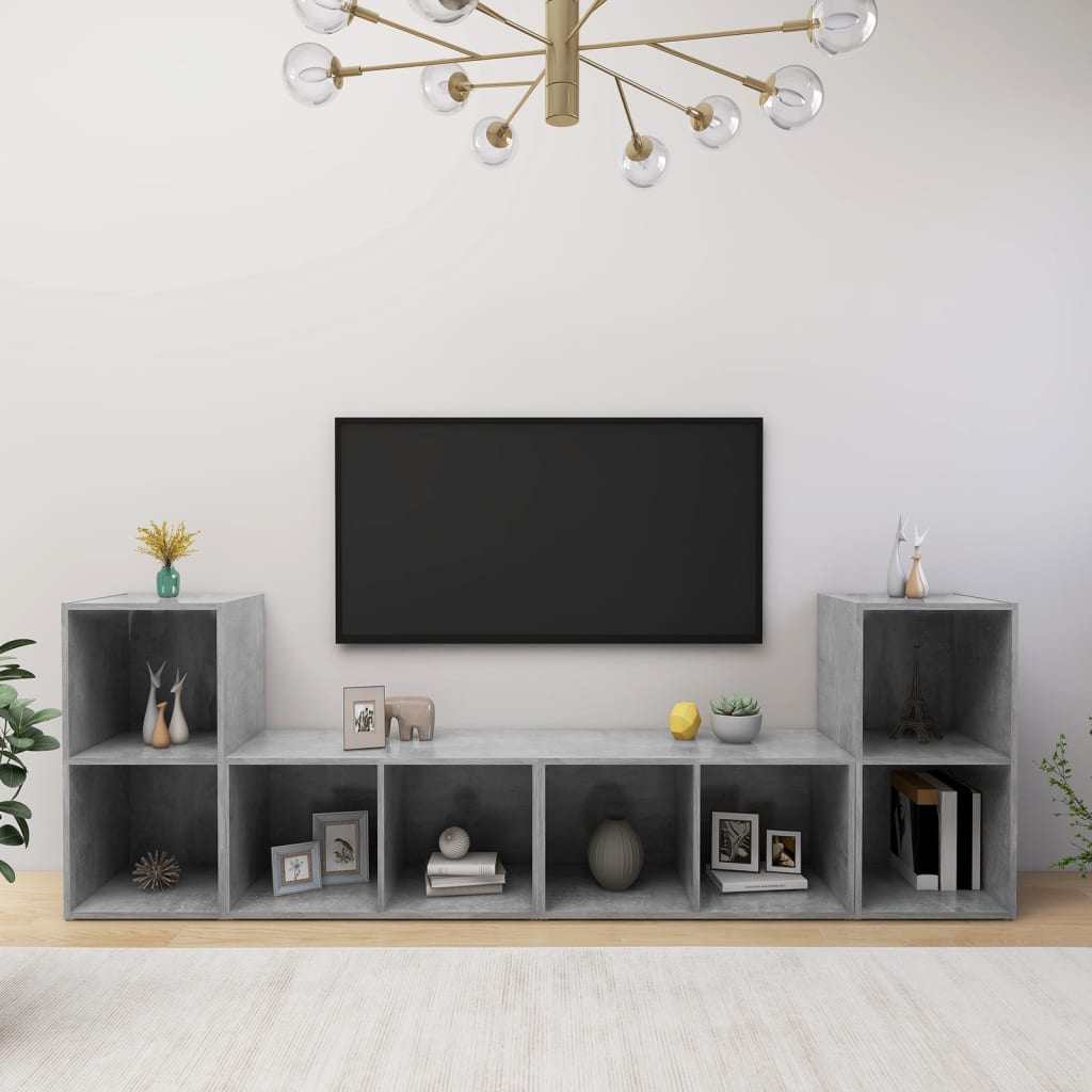 vidaXL TV skrinky 4 ks betónové sivé 72x35x36,5 cm drevotrieska