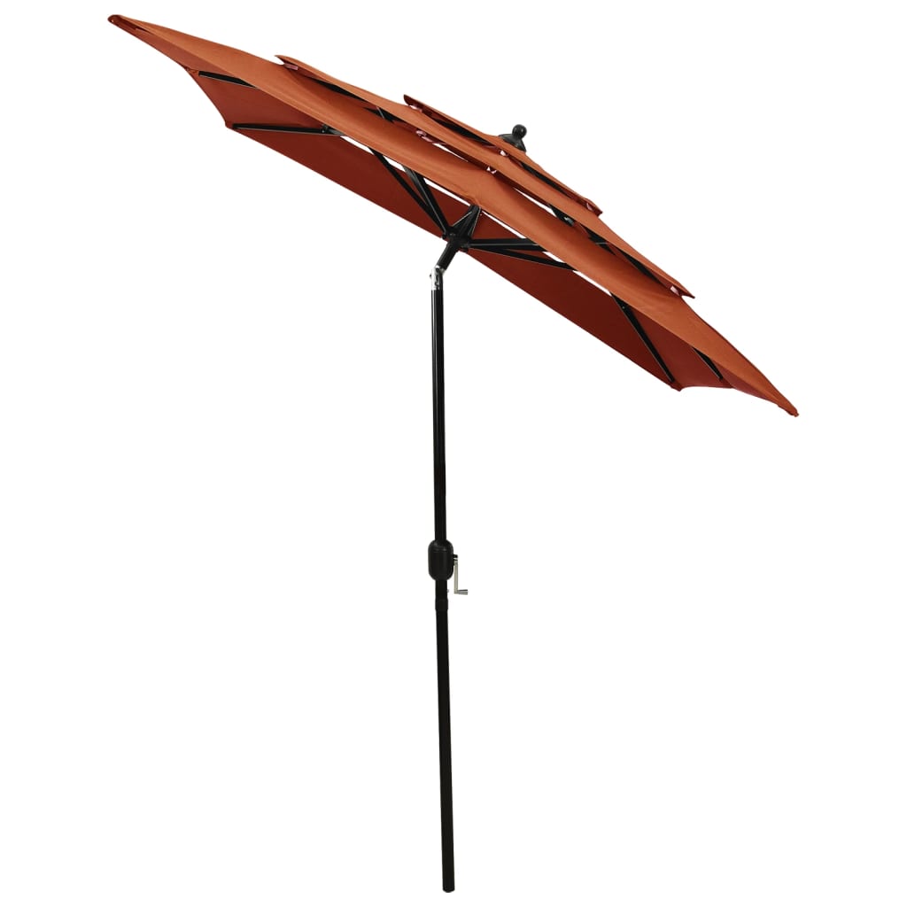 vidaXL 3-stupňový slnečník s hliníkovou tyčou terakotový 2x2 m