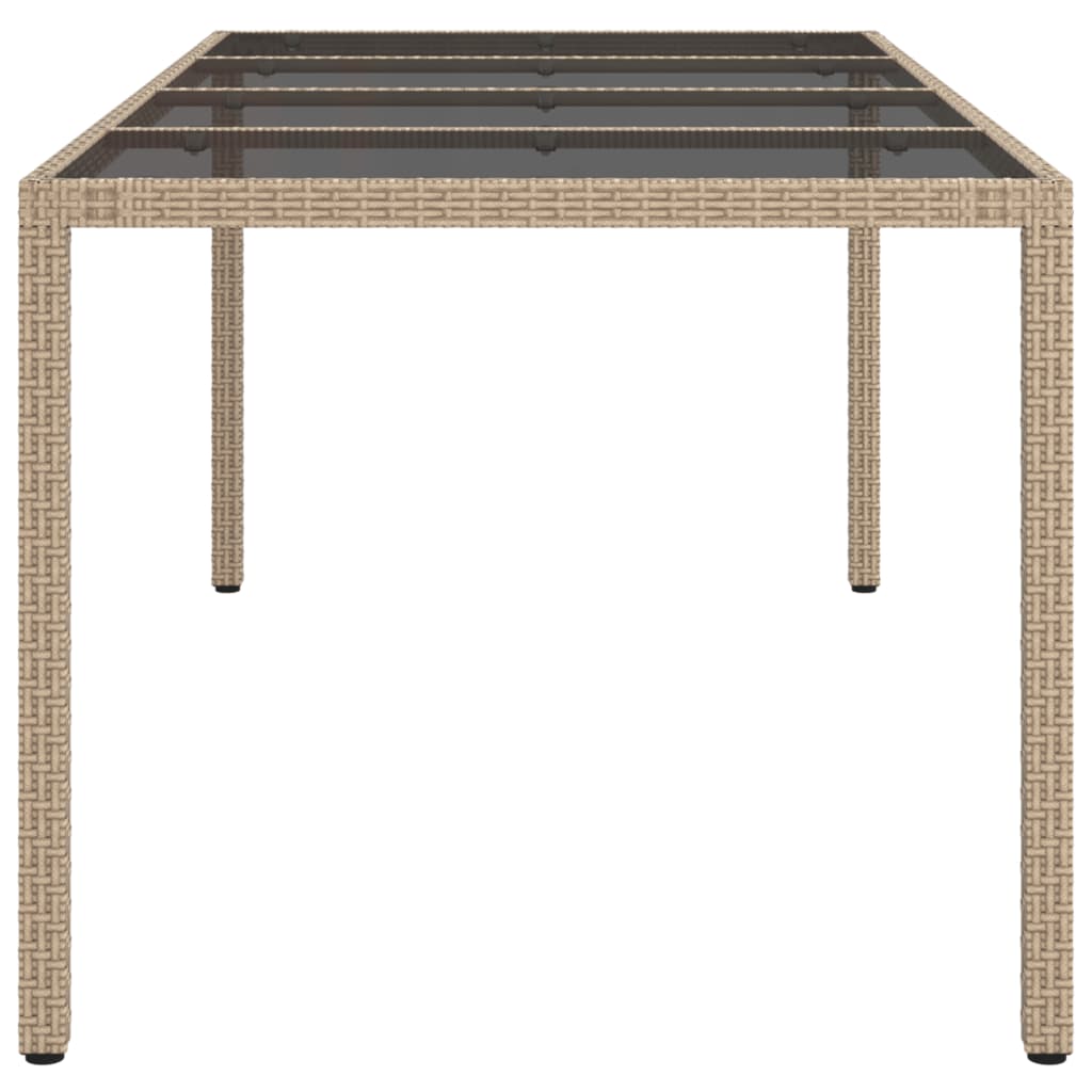 vidaXL Záhradný stôl béžový 190x90x75 cm tvrdené sklo a polyratan