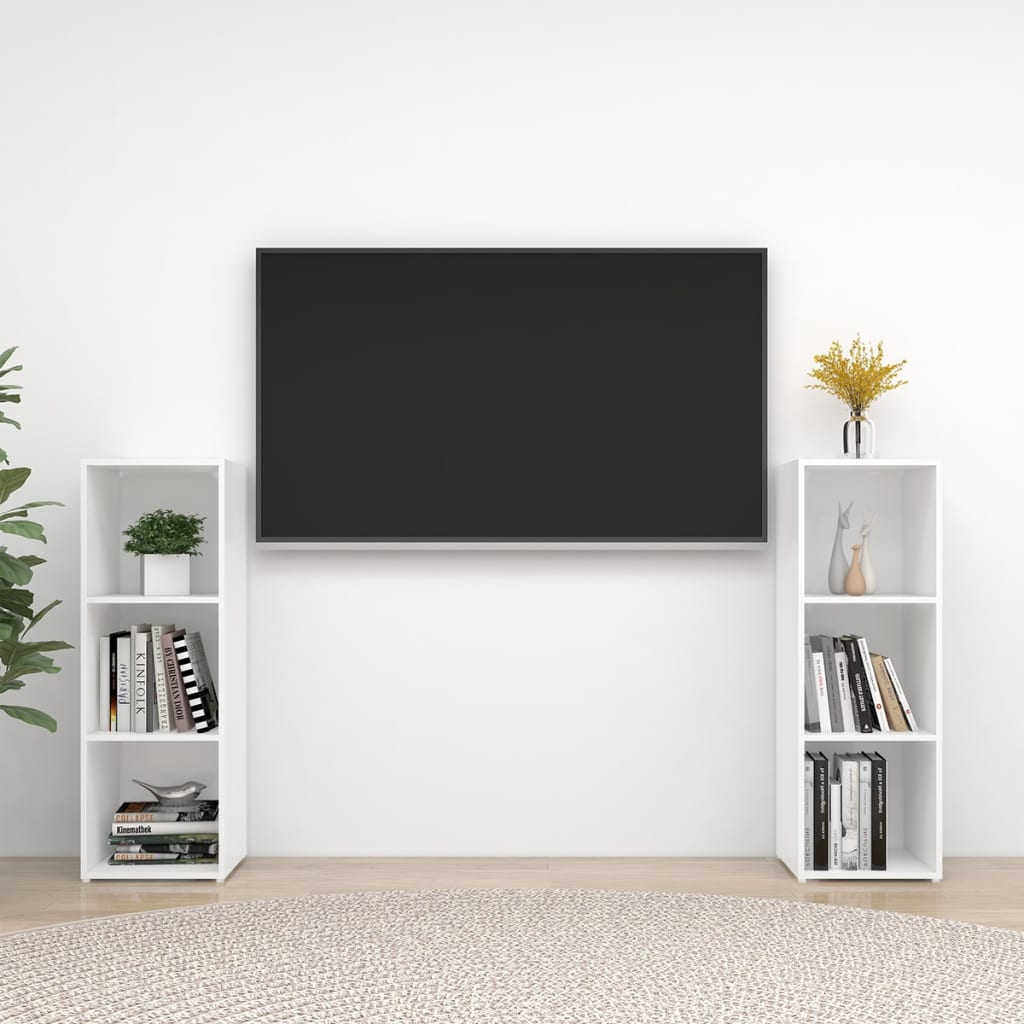 vidaXL TV skrinky 2 ks vysokolesklé biele 107x35x37 cm drevotrieska