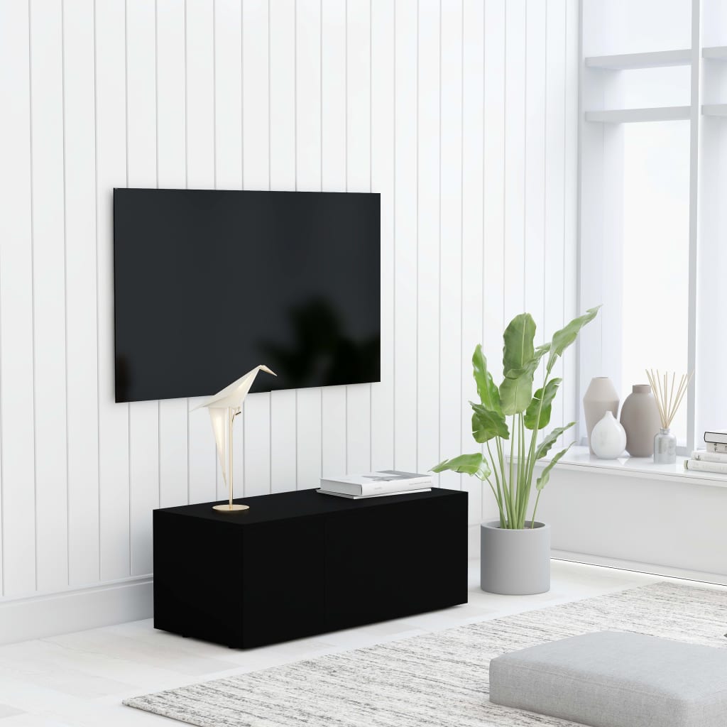 vidaXL TV skrinka, čierna 80x34x30 cm, drevotrieska