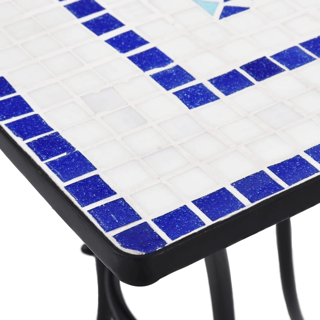vidaXL Mozaikový bistro stolík, modro biely 60 cm, keramika