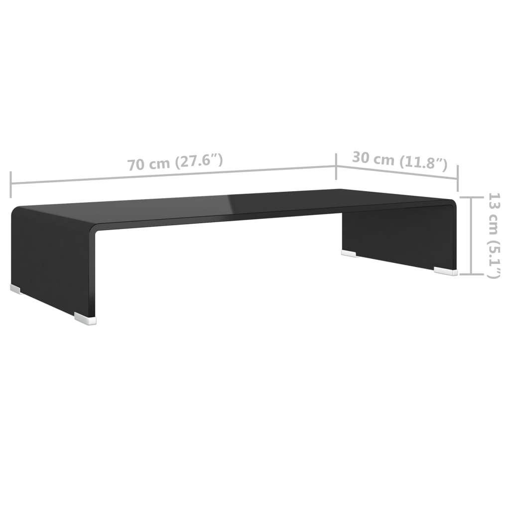 vidaXL Sklenený TV stojan/stojan pod monitor, čierny, 70x30x13 cm