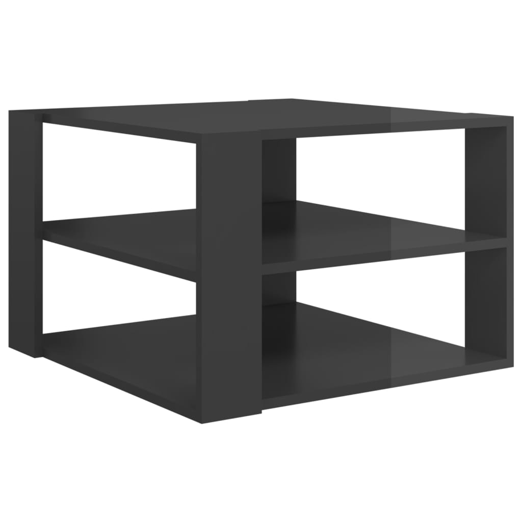 vidaXL Konferenčný stolík lesklý sivý 60x60x40 cm drevotrieska