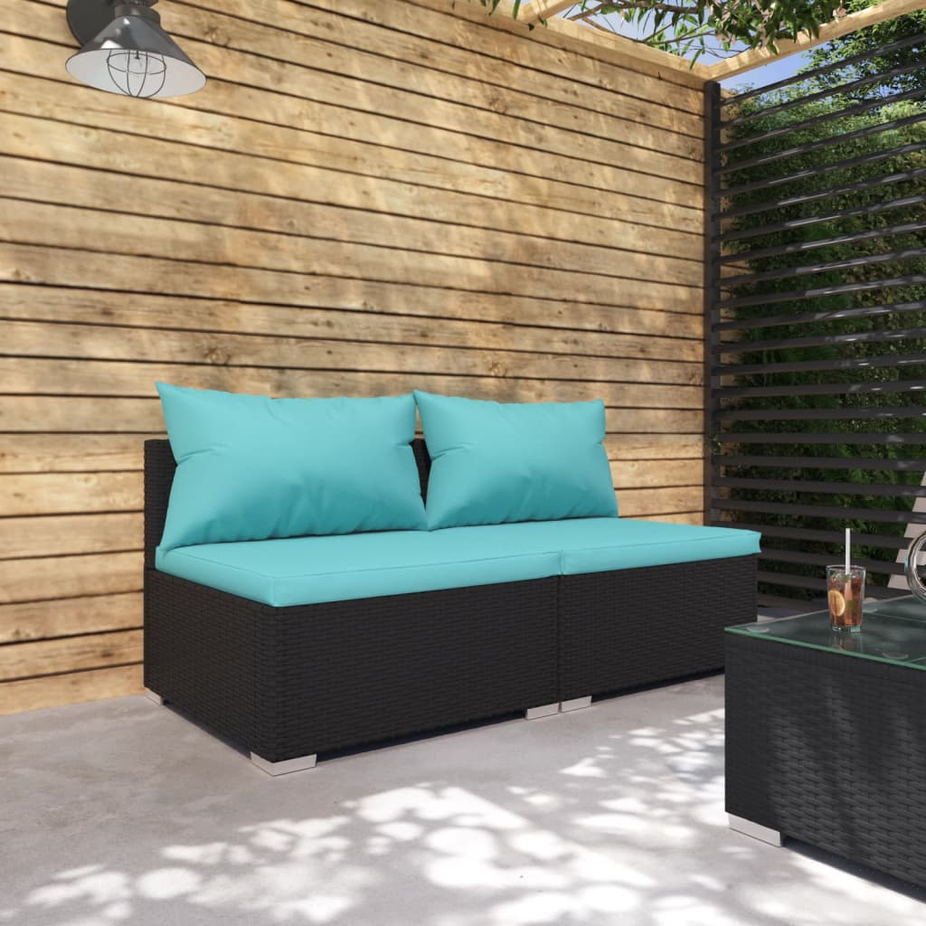 vidaXL 2-dielna záhradná sedacia súprava s vankúšmi polyratan čierna
