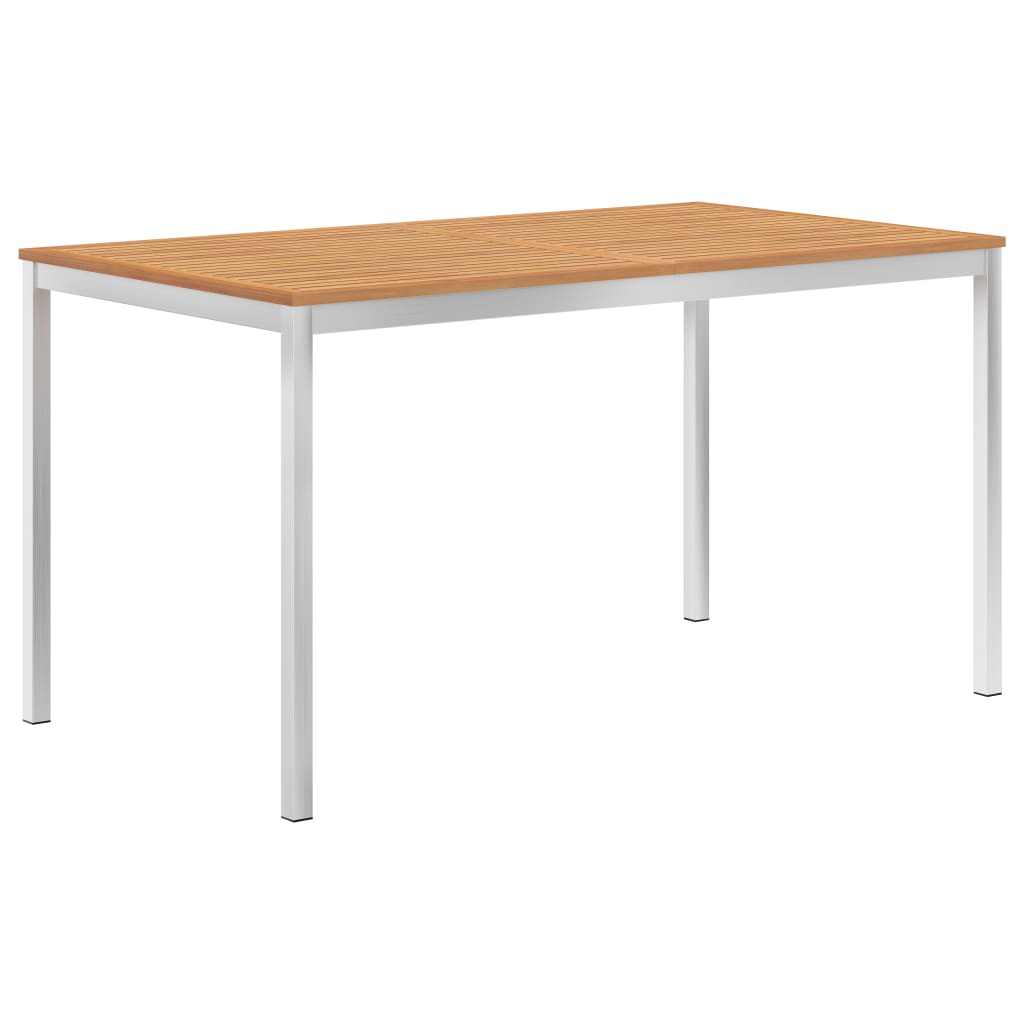 vidaXL Záhradný jedálenský stôl 140x80x75 cm teakový masív a nehrdzavejúca oceľ