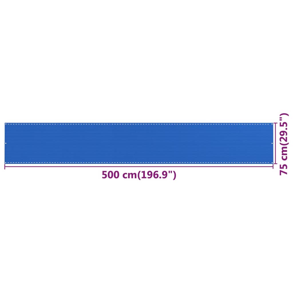 vidaXL Balkónová markíza modrá 75x500 cm HDPE