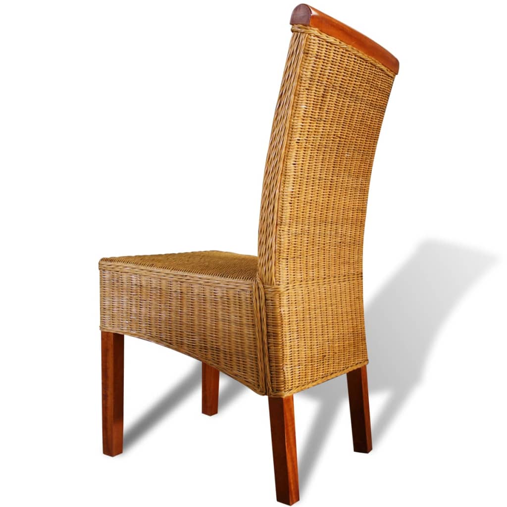 vidaXL Jedálenské stoličky 2 ks, hnedé, prírodný ratan