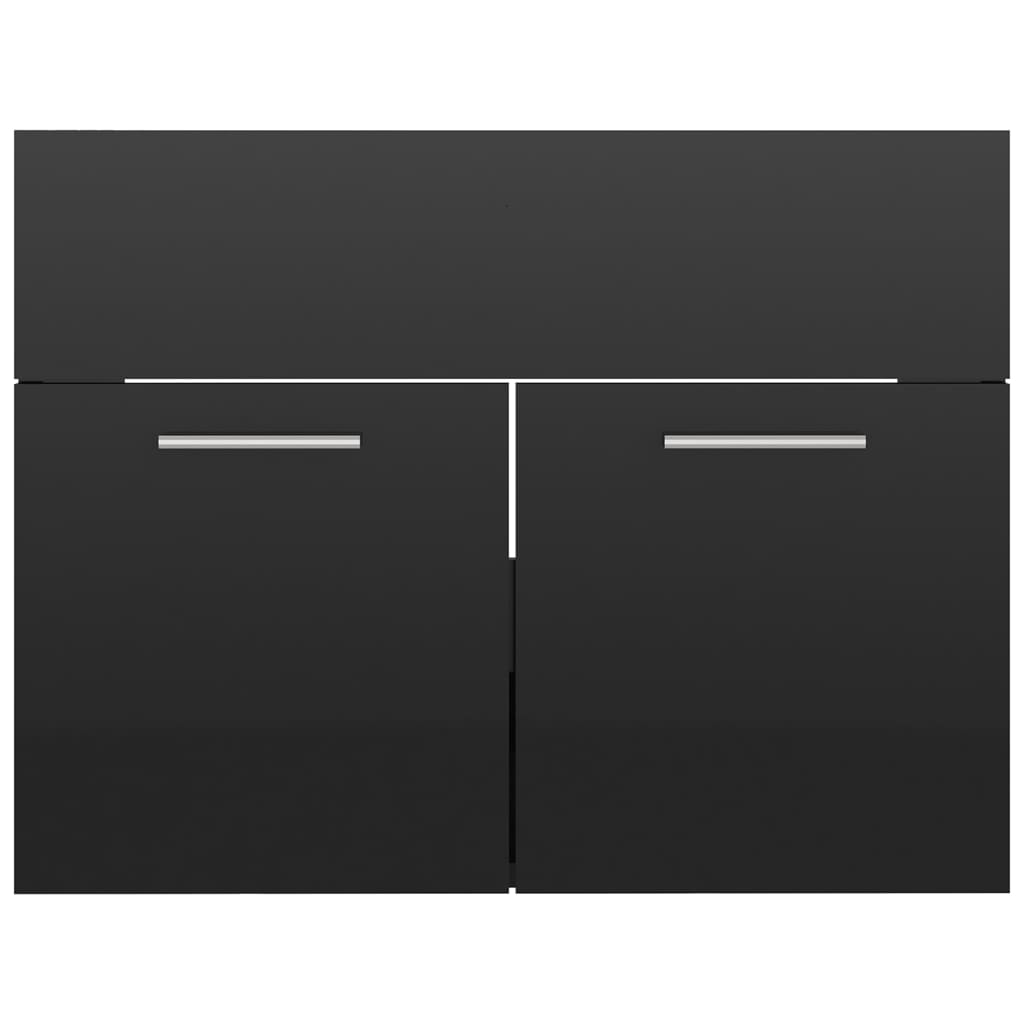 vidaXL Súprava kúpeľňového nábytku lesklá čierna drevotrieska