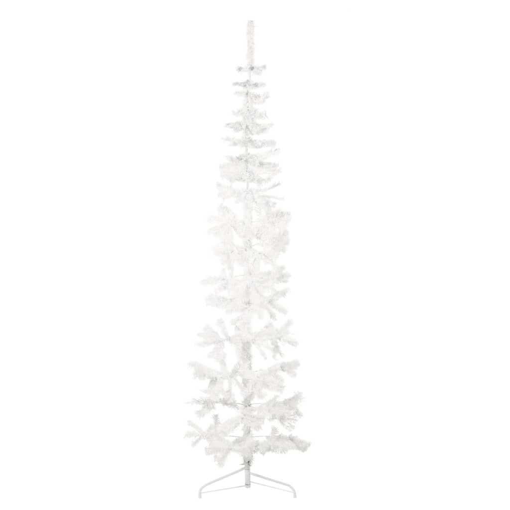 vidaXL Umelý vianočný polovičný stromček s podstavcom biely 210 cm