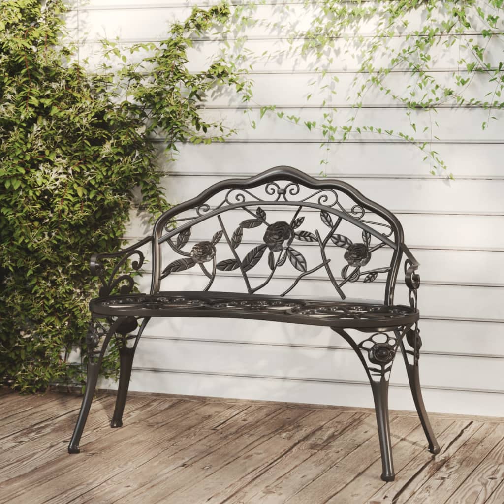 vidaXL Záhradná lavička 100 cm, odlievaný hliník, čierna