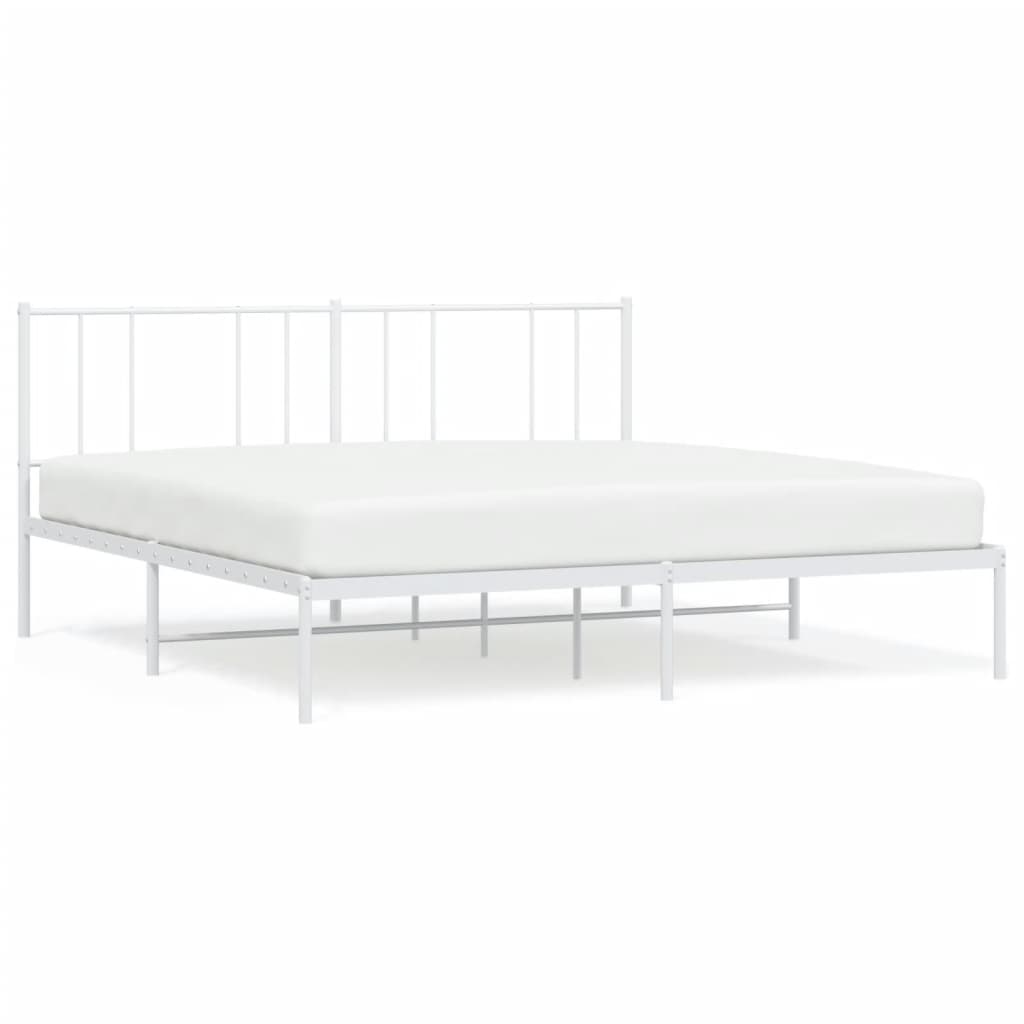 vidaXL Kovový rám postele s čelom biely 200x200 cm