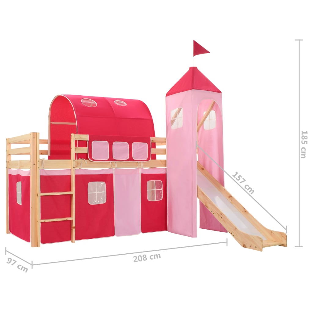 vidaXL Detská poschodová posteľ, šmýkačka a rebrík, borovica 208x230cm