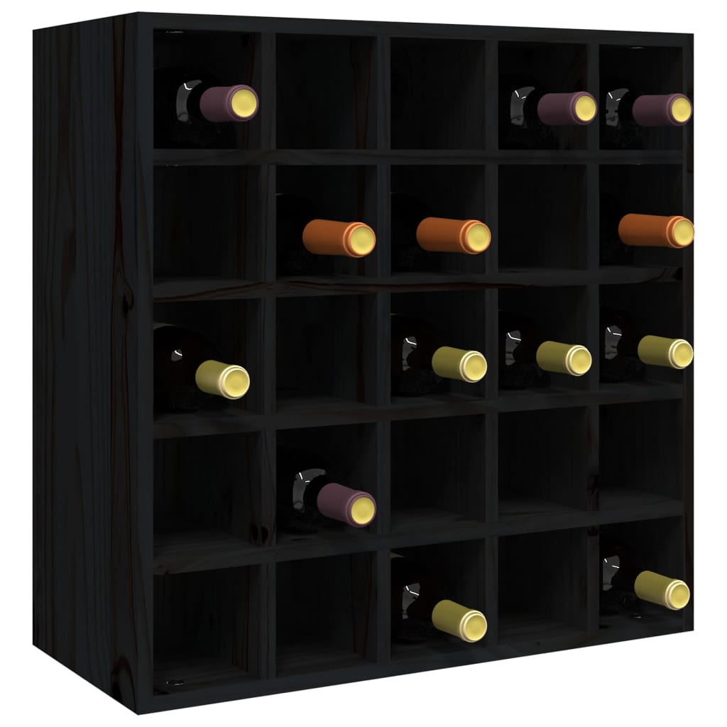 VidaXL Skrinka na víno čierna 56x25x56 cm masívna borovica