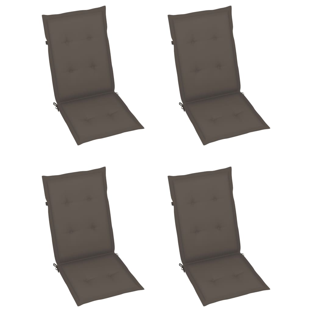 vidaXL Záhradné stoličky 4 ks so sivohnedými podložkami tíkový masív
