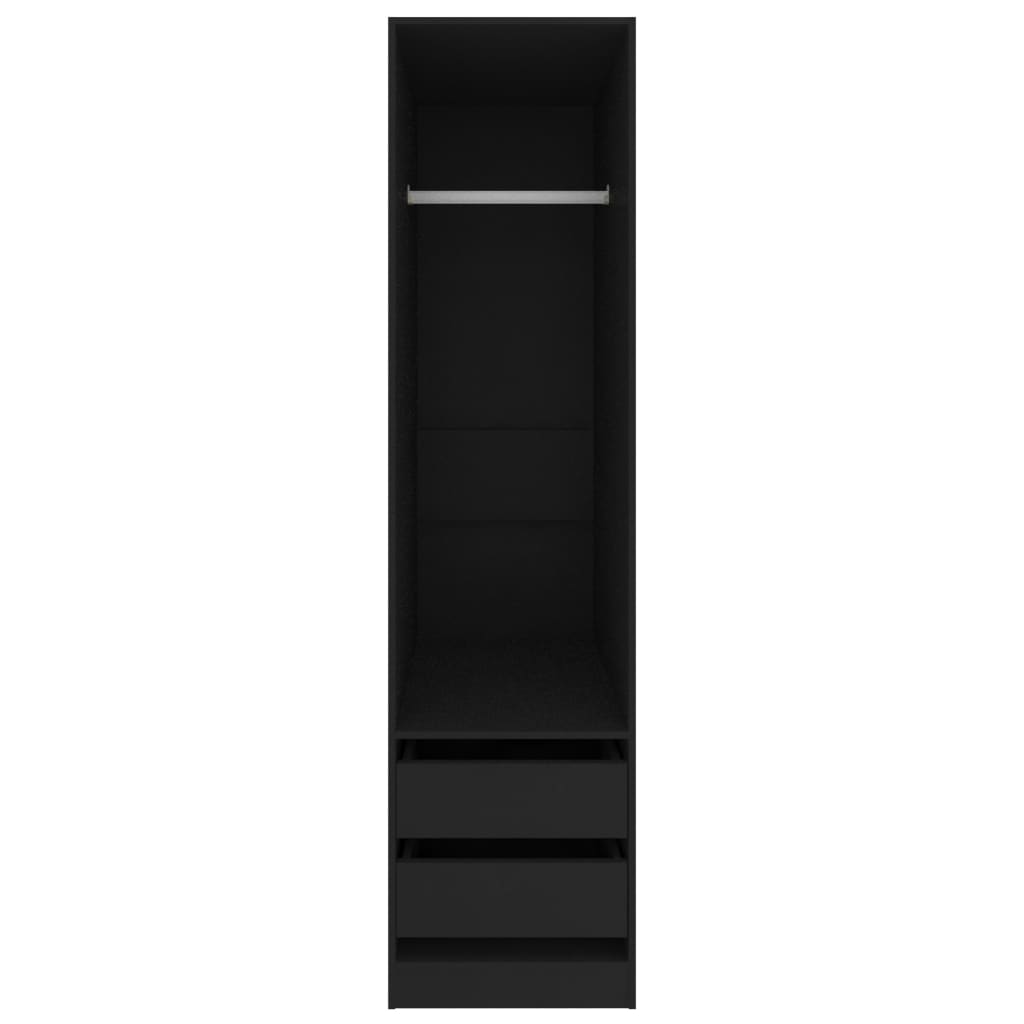 vidaXL Šatník so zásuvkami, čierny 50x50x200 cm, kompozitné drevo