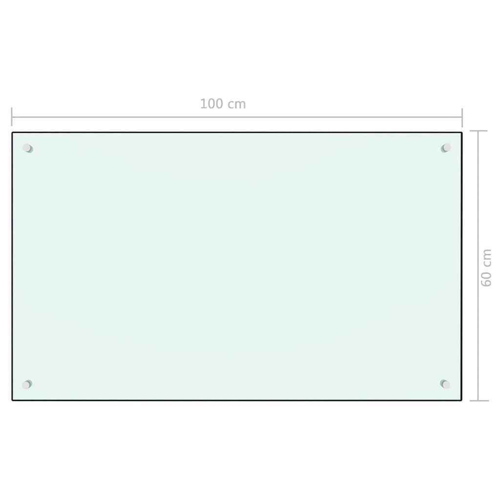 vidaXL Kuchynská zástena, biela 100x60 cm, tvrdené sklo