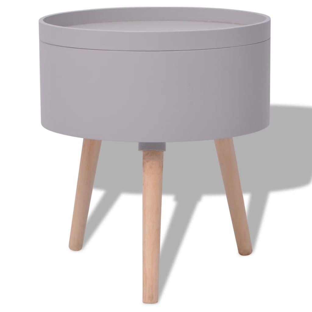 vidaXL Okrúhly konfrenčný stolík s táckou, 39,5x44,5 cm, šedý
