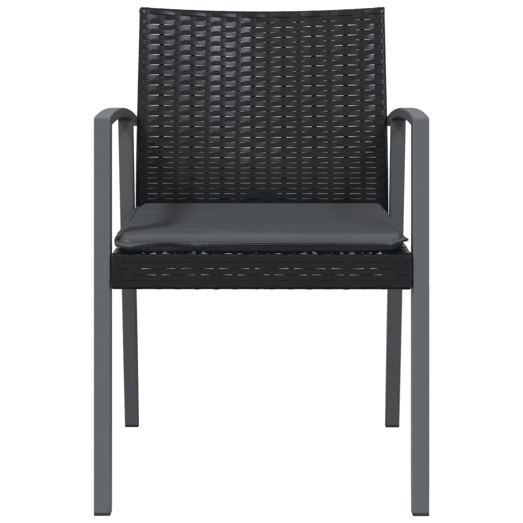 vidaXL Záhradné stoličky s vankúšmi 2 ks čierne 56,5x57x83cm polyratan