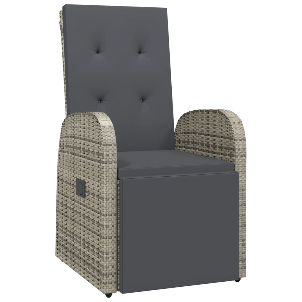 vidaXL Záhradné sklápacie stoličky so sedákmi 2 ks sivé polyratan