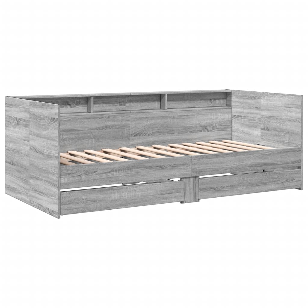 vidaXL Denná posteľ so zásuvkami sivá sonoma 100x200 cm kompoz. drevo