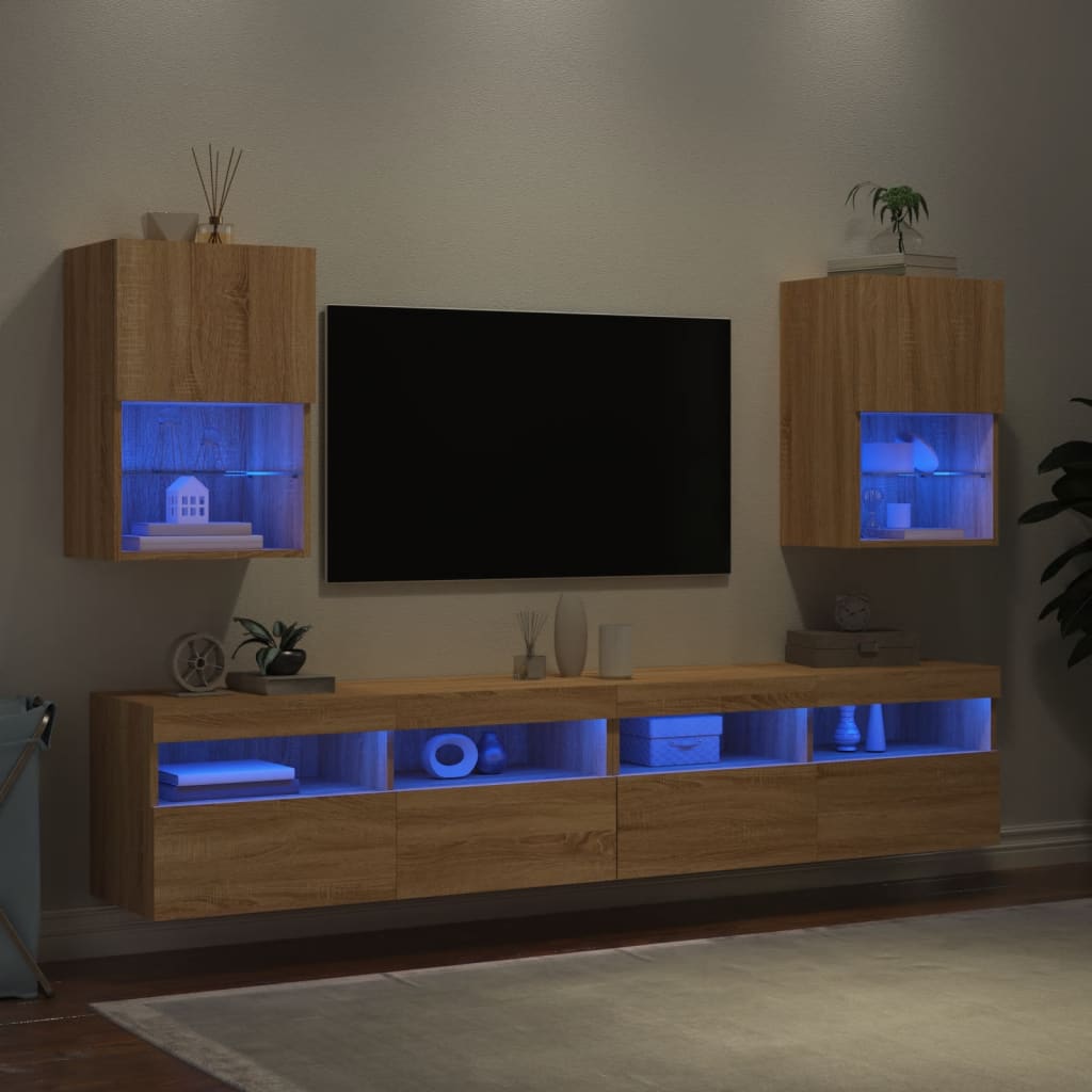 vidaXL TV skrinky s LED svetlami 2 ks dub sonoma 40,5x30x60 cm