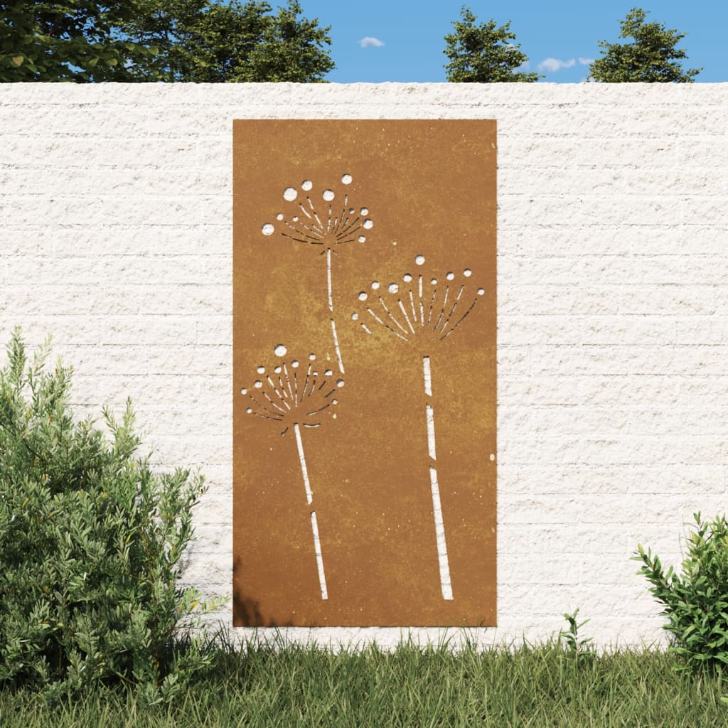vidaXL Záhradná dekorácia 105x55 cm kortenová oceľ kvetinový dizajn