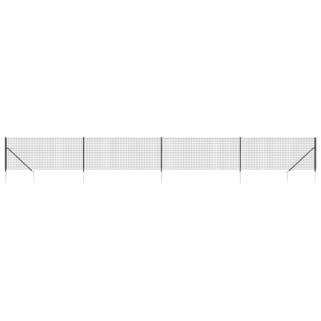 vidaXL Drôtený plot s kotviacimi hrotmi antracitový 0,8x10 m