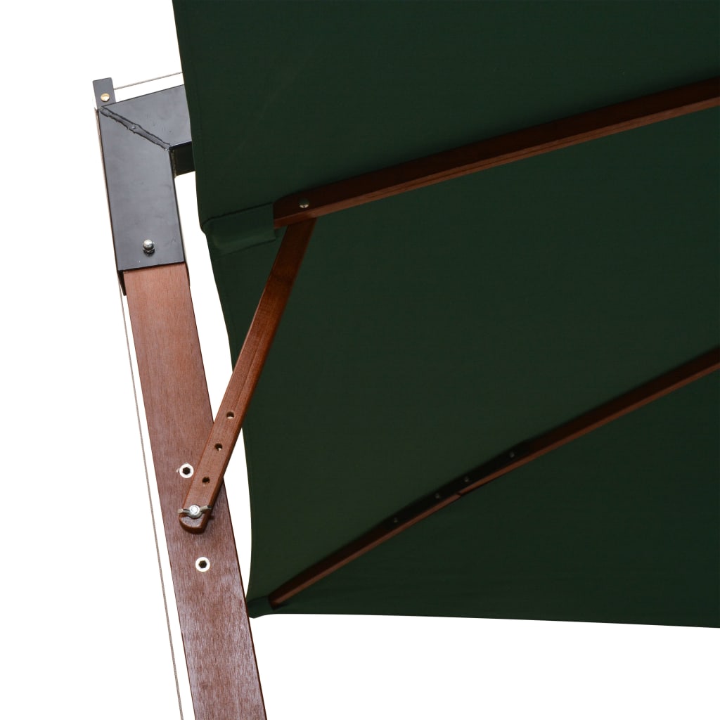 vidaXL Visiaci zelený slnečník, 300x300 cm, drevená tyč