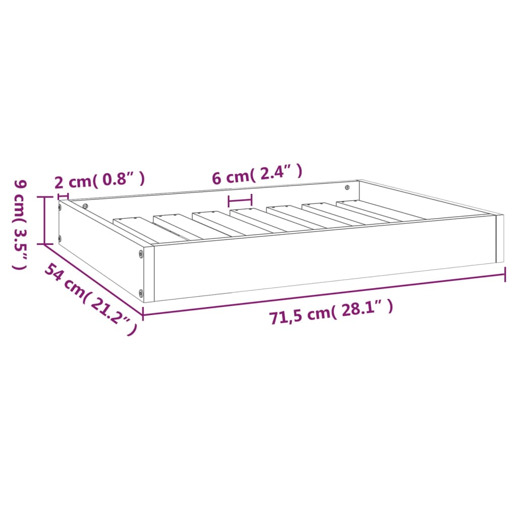 vidaXL Psia posteľ sivá 71,5x54x9 cm borovicový masív