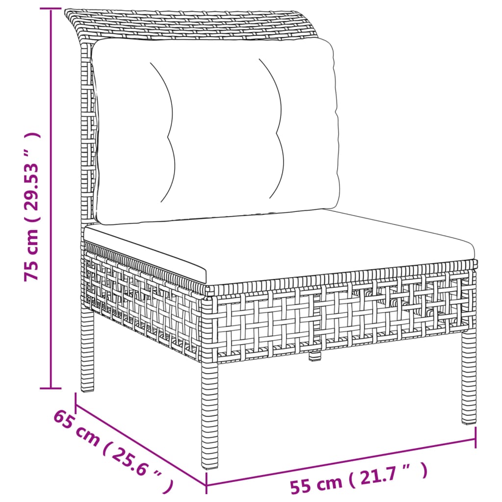 vidaXL 3-dielna záhradná sedacia súprava s podložkami sivá polyratan
