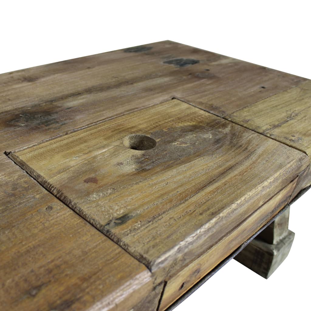 vidaXL Konferenčný stolík z masívneho recyklovaného dreva, 90x50x35 cm
