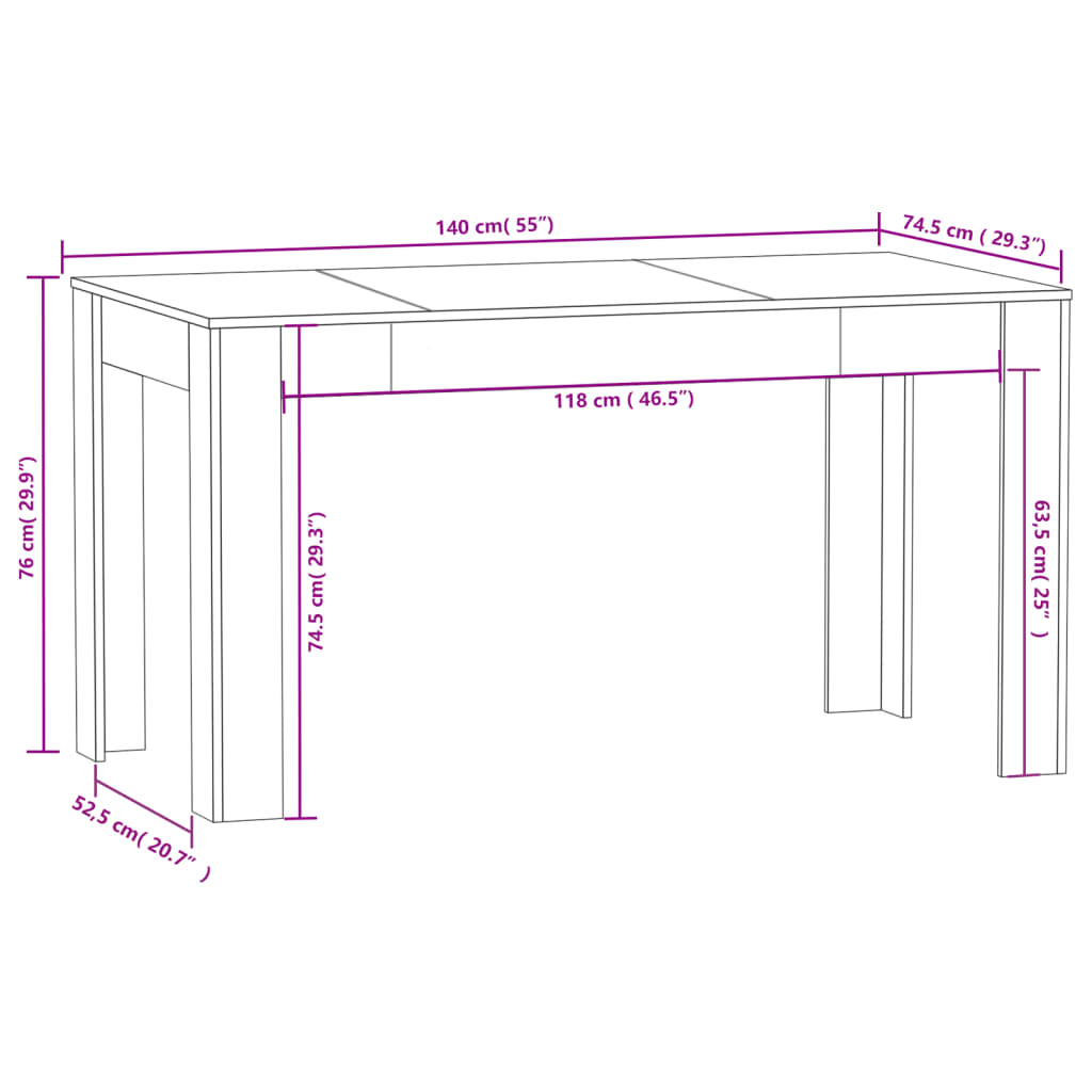 vidaXL Jedálenský stôl hnedý dub 140x74,5x76 cm spracované drevo