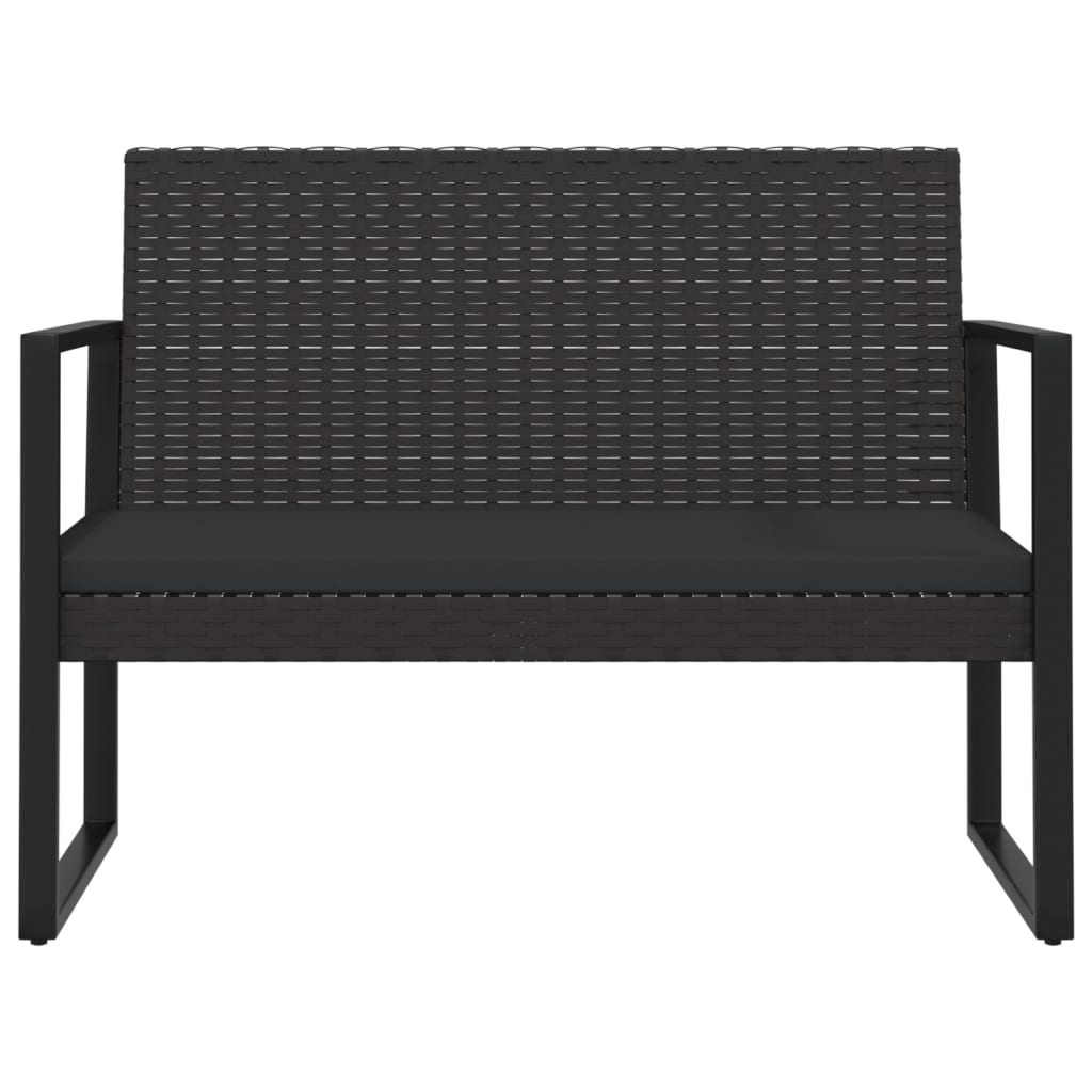 vidaXL Záhradná lavička s vankúšmi čierna 106 cm polyratan