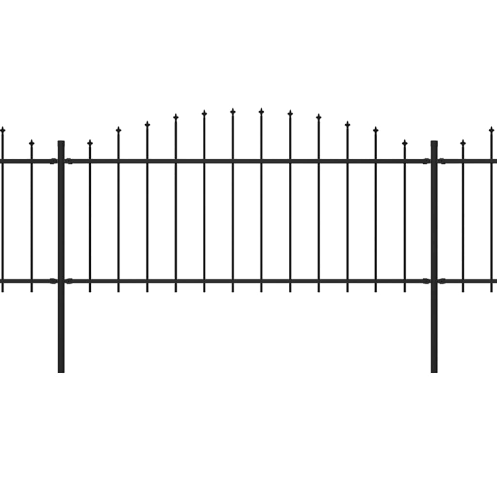 vidaXL Záhradný plot s hrotmi, oceľ (0,5-0,75)x13,6 m, čierny
