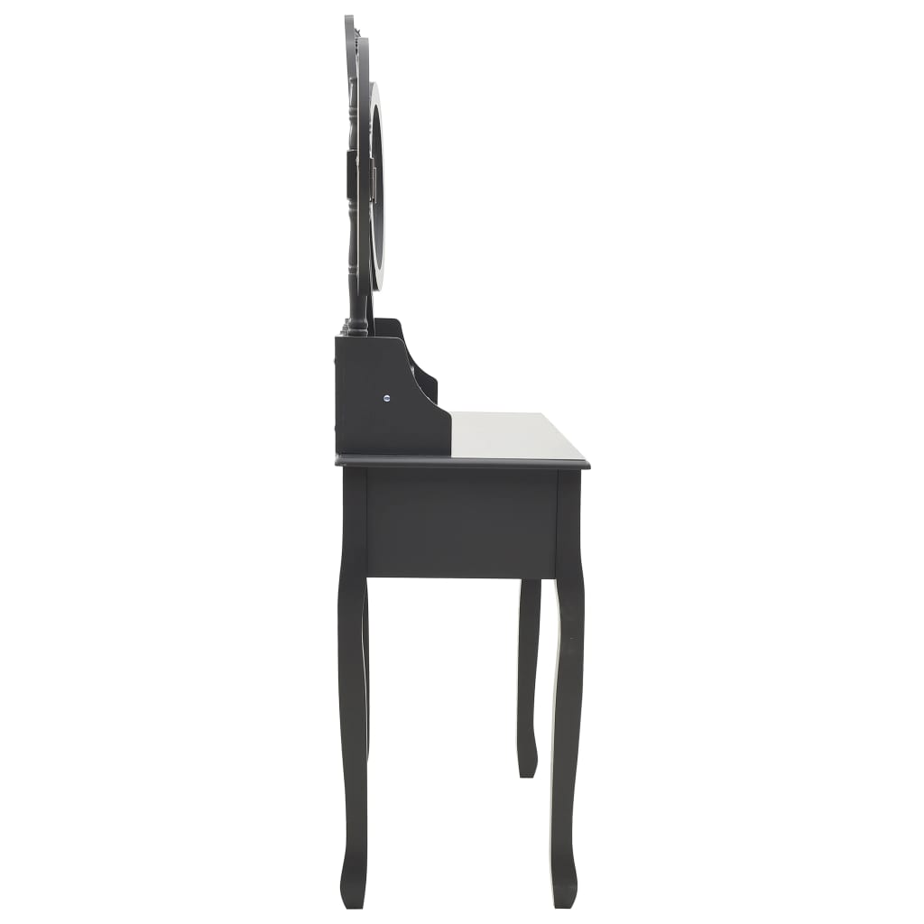 vidaXL Toaletný stolík so stoličkou a 3-dielnym zrkadlom sivý