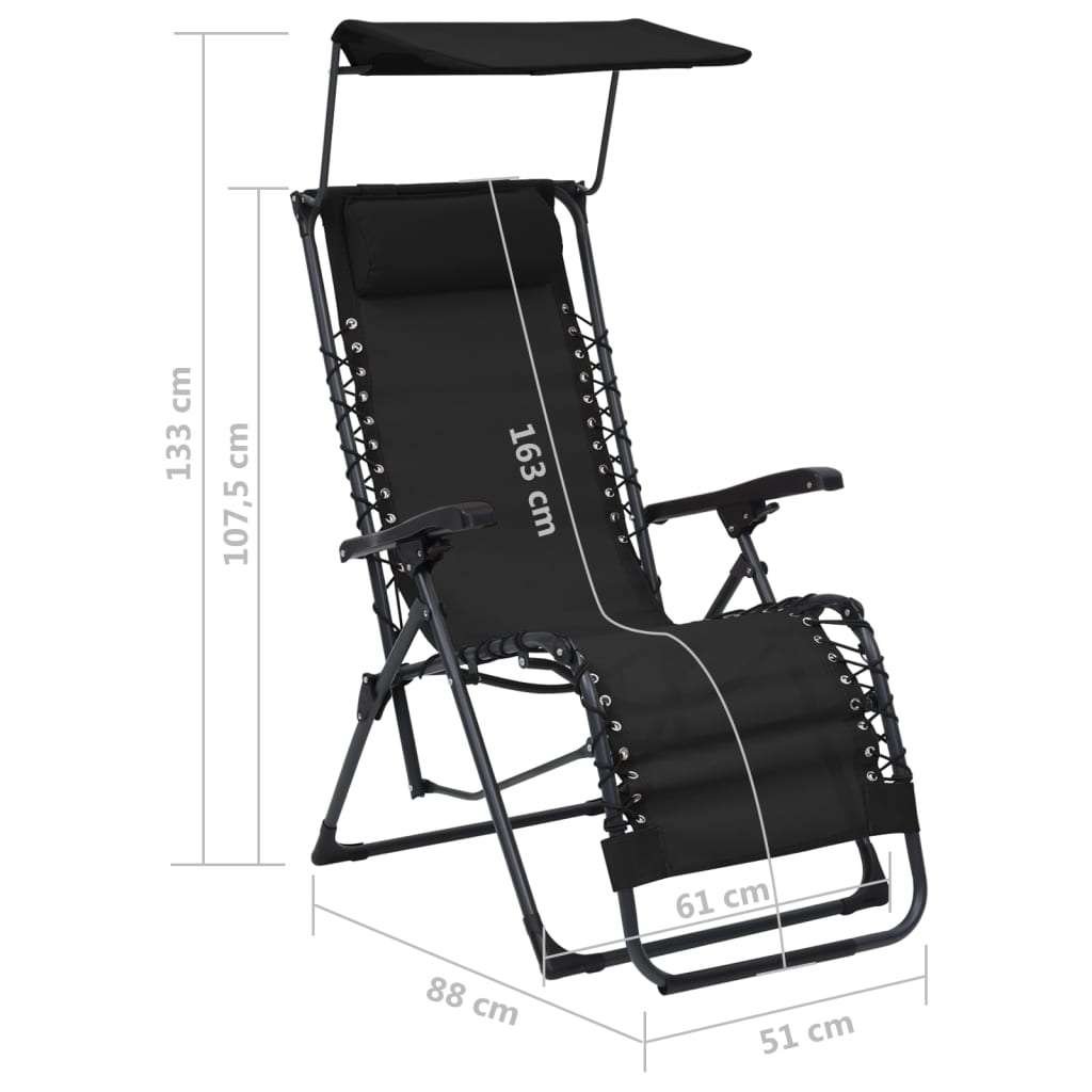 vidaXL Skladacia terasová stolička textilénová čierna