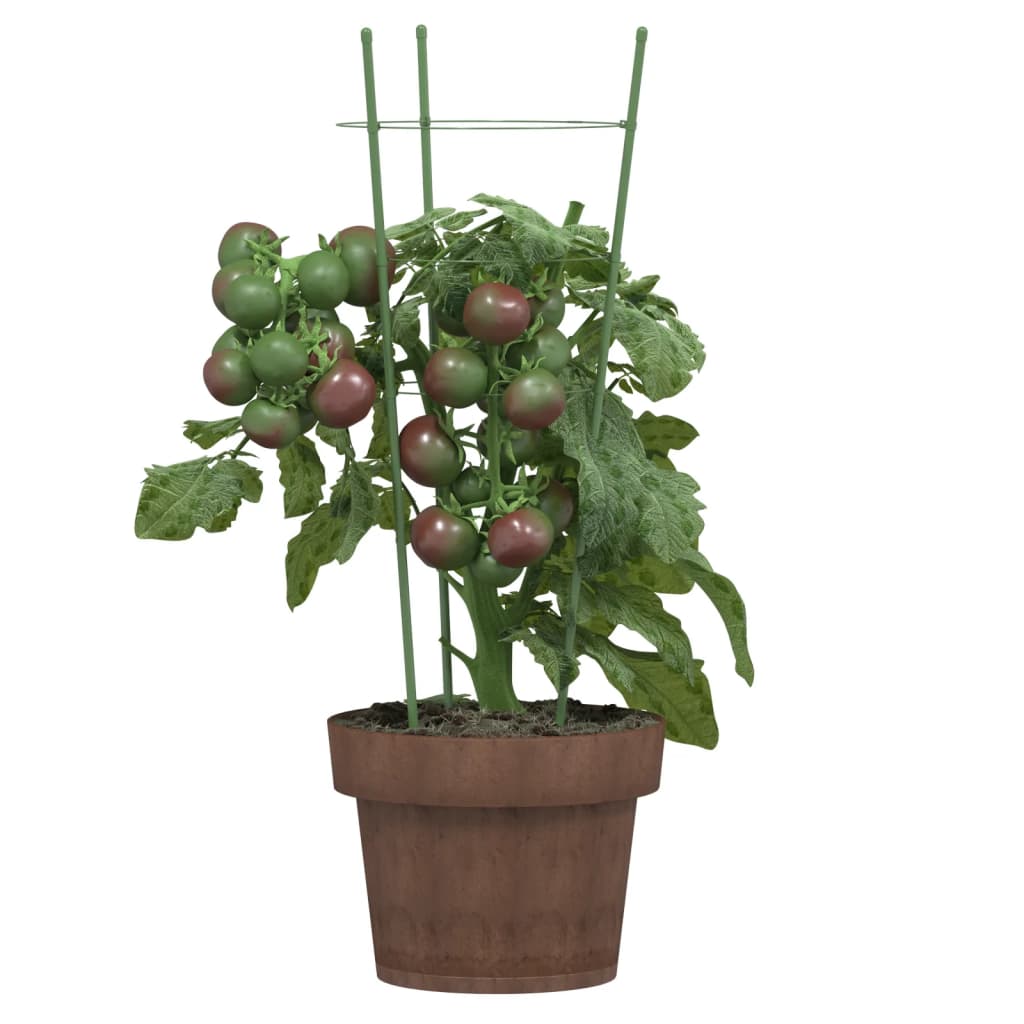 vidaXL Podpery pre záhradné rastliny s 3 krúžkami 5ks zelené 45cm oceľ