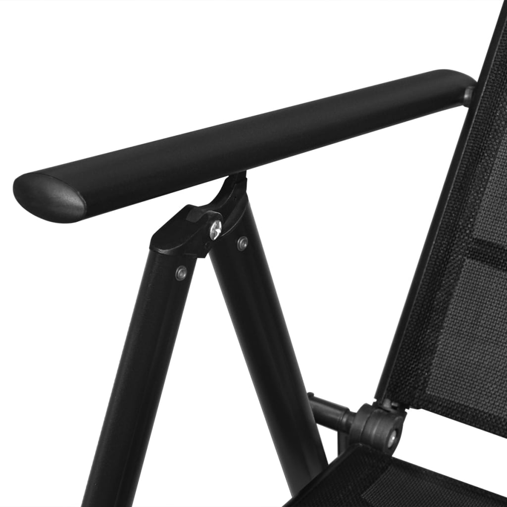 vidaXL 7-dielna vonkajšia jedálenská súprava so skladacími stoličkami čierna hliníková