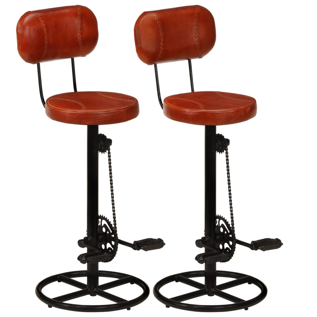 vidaXL Barové stoličky 2 ks čierno-hnedé pravá kozia koža