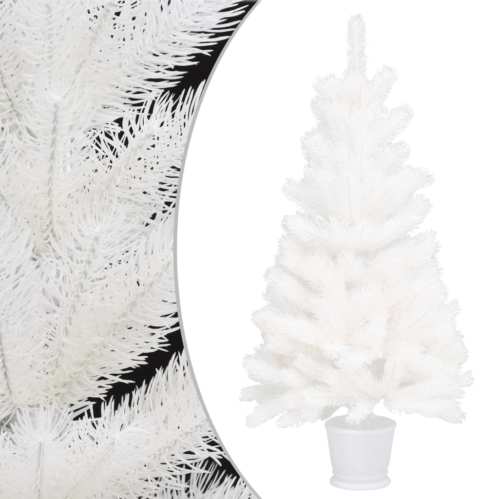 vidaXL Umelý vianočný stromček, realistické ihličie, biely 90 cm