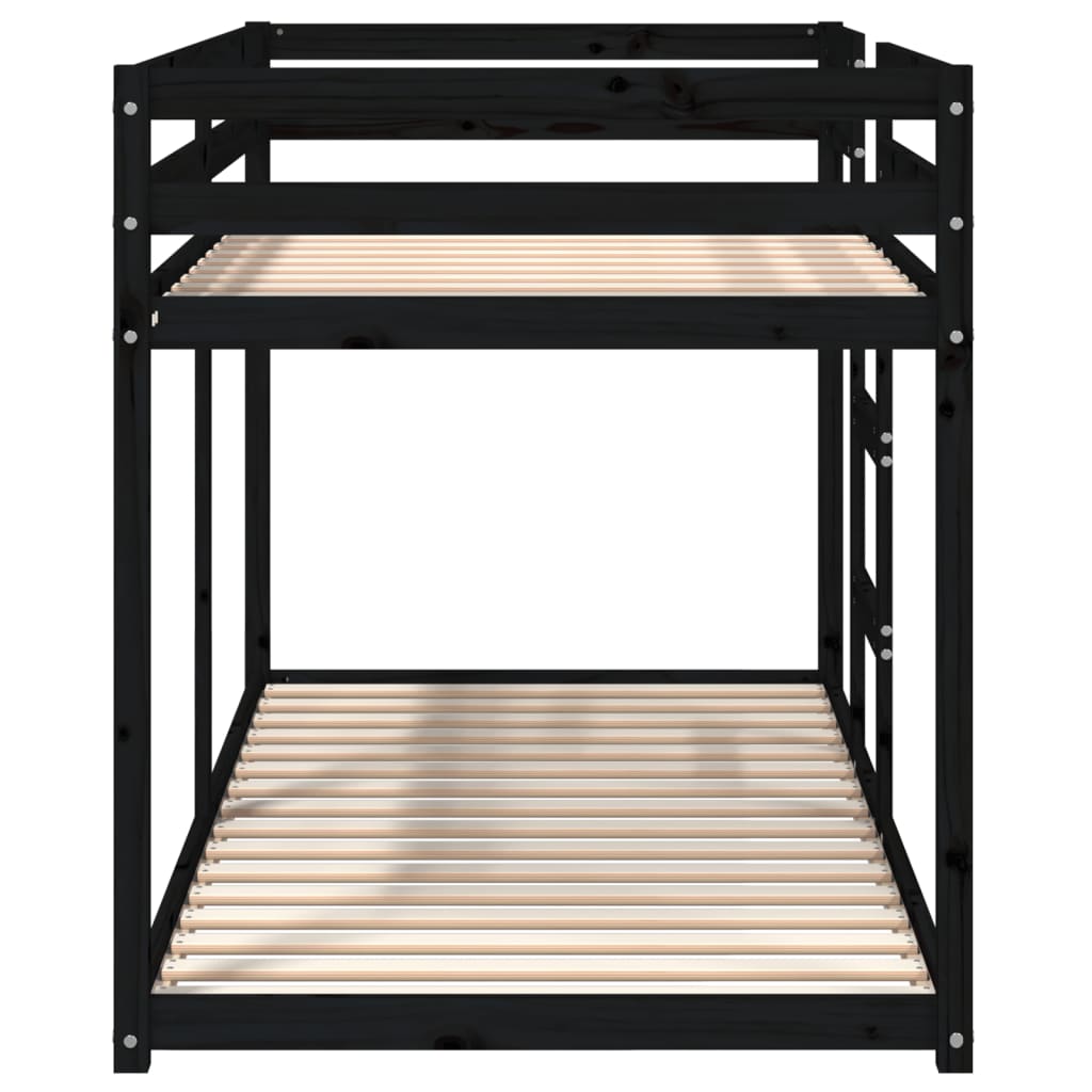 vidaXL Poschodová posteľ čierna 90x190 cm borovicový masív