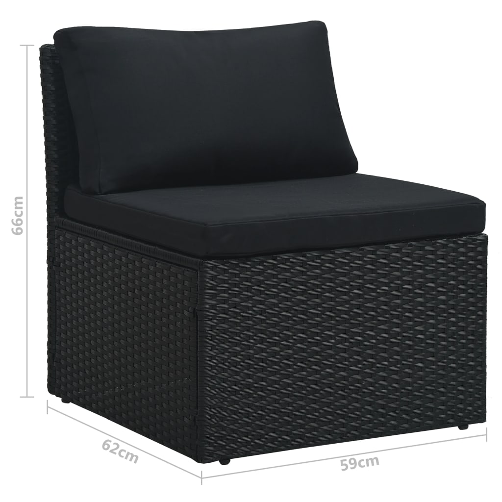 vidaXL 4-dielna záhradná sedacia súprava s podložkami čierna polyratanová