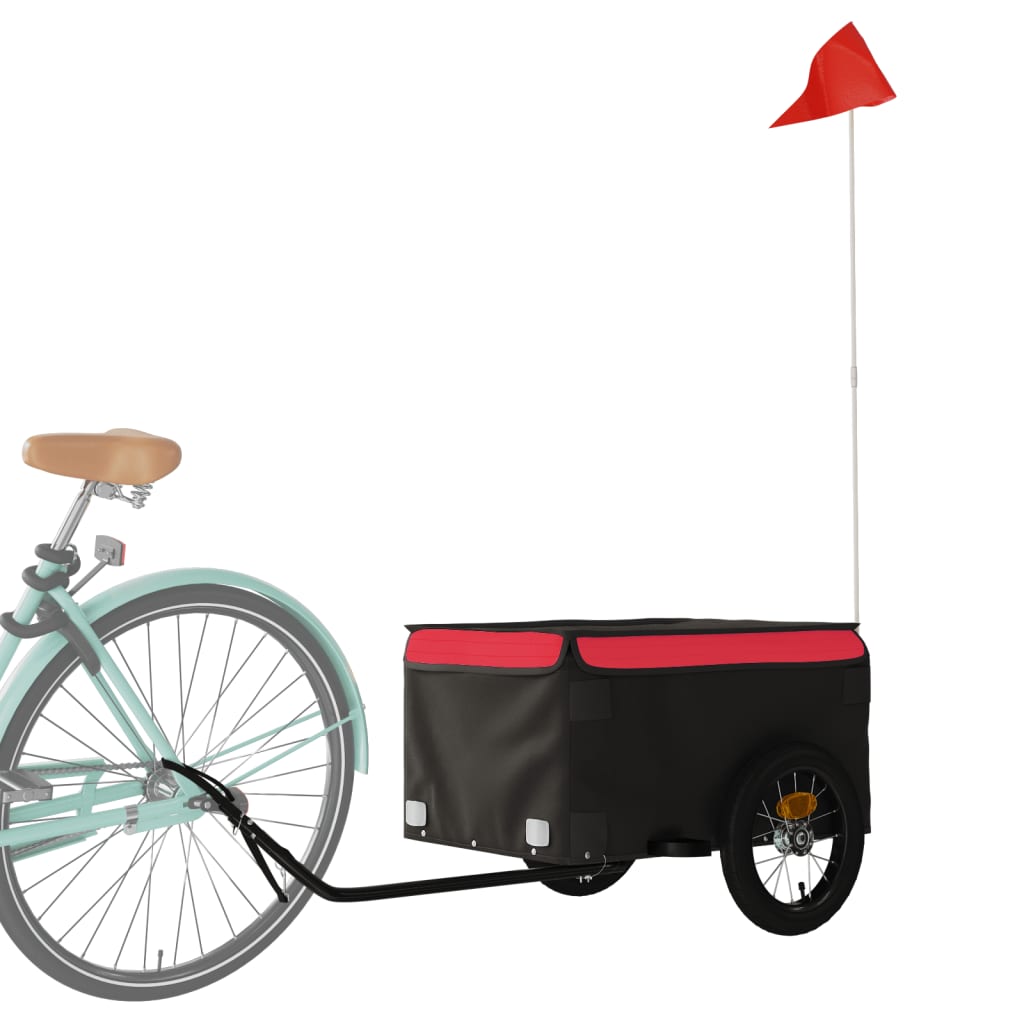 vidaXL Vozík za bicykel, čierno červený 30 kg, železo